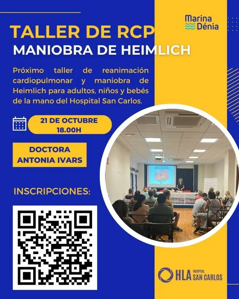 Un workshop insegnerà a Dénia come agire in caso di arresto cardiaco e soffocamento