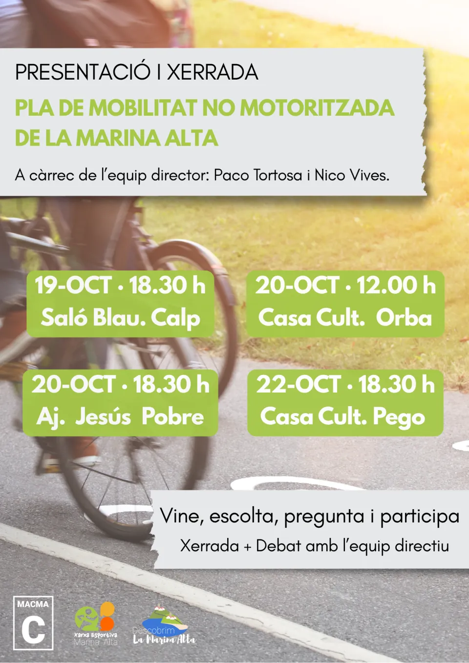 MACMA presenta un plan de movilidad no motorizada con 390 km de red ciclista en la Marina Alta